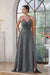 Halter Prom Dress with High Slit Sleeveless Pleated Glitter V-neck Party Dress with Pocket - Prom Dresses