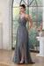 Halter Prom Dress with High Slit Sleeveless Pleated Glitter V-neck Party Dress with Pocket - Prom Dresses