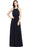 Halter Ruffle Chiffon Bridesmaid Dress Floor Length Casual Wear Dress - Navy Blue / S - Prom Dresses