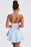 Halter Satin Mini Party Dress Ruffle Jacquard Homecoming Dress with Cross Straps - Prom Dresses