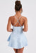 Halter Satin Mini Party Dress Ruffle Jacquard Homecoming Dress with Cross Straps - Prom Dresses