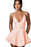 Halter Satin Mini Party Dress Ruffle Jacquard Homecoming Dress with Cross Straps - Prom Dresses