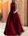 Halter Sleeveless Floor-Length A-line With Beading Satin Dresses - Prom Dresses