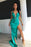 Halter V-Neck Evening Dress with Split