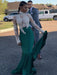 A| Bridelily Long Sleeves High Neck Sweep Train Applique Satin Dresses - Prom Dresses