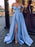High Slit Sweep/Brush Train Satin Prom Dresses - Prom Dresses