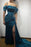 Ink Blue Prom Dress Spaghetti Strap Charmeuse Sleeveless High Slit