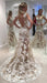 Ivory Sheer Back Jewel Neck Trumpet/Mermaid Lace Tulle Long Wedding Dress - Wedding Dresses