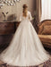 Ivory Wedding Dresses Lace Applique Jewel Neck 3/4 Length Sleeve Princess Bridal Gown With Train