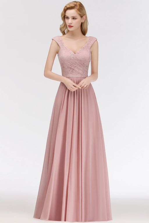 Bridelily Elegant Lace Sweetheart Bridesmaid Dress Online Dusty Rose Chiffon Wedding Party Dress