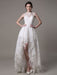 2021 Lace High-low Wedding Gown With Llusion Neckline And Back misshow