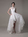 2021 Lace High-low Wedding Gown With Llusion Neckline And Back misshow