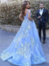 Light Blue Ball Gowns Lace Appliques Off Shoulder Big Wedding Dress - Wedding Dresses