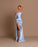 Light Blue Off-the-Shoulder Ball Gown with Pleated Slit