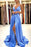 Light Blue Prom Dress with Spaghetti Straps and Split