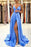 Light Blue Spaghetti Strap Prom Dress with Split