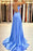 Light Blue Spaghetti Strap Prom Dress with Split