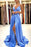 Light Blue Spaghetti Strap Prom Dress with Split