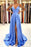 Light Blue Spaghetti Strap Prom Dress with Split