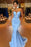 Light Blue Strapless Long Mermaid Prom Dress