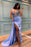 Light Blue Sweetheart Mermaid Prom Dress with Beadings Split