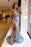 Light Blue Sweetheart Sequined Mermaid Prom Dress with Split