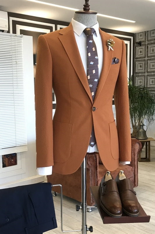 Harold Light Brown Notched Lapel Two Pieces Men Suits For Prom