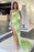 Light Green One-Shoulder Sleeveless Long Evening Dress with Slit