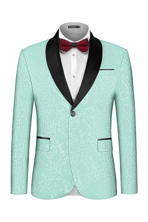 Fitch Fashion Light Green Shawl Lapel Jacquard Wedding Men Suits