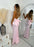 Light Pink Backless Long Sleeveless Halter Prom Dress