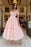 Light Pink Sweetheart Off-The-Shoulder Tulle Prom Dress with Belts