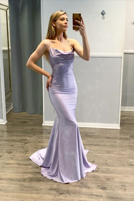 Light Purple Spaghetti-Straps Mermaid Prom Dress