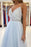 Light Sky Blue Spaghetti-Straps Tulle Long Prom Dress with Beads