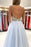 Light Sky Blue Spaghetti-Straps Tulle Long Prom Dress with Beads