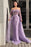 Lilac Off-the-Shoulder Long Sleeve Tulle Mermaid Prom Dress with Beads