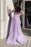 Lilac Off-the-Shoulder Long Sleeve Tulle Mermaid Prom Dress with Beads