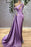 Lilac Off-the-Shoulder Sleeveless Mermaid Prom Dress with Rhinestones