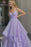 Lilac Spaghetti-Strap V-Neck A-Line Long Prom Dress With Tulle