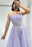 Lilac Strapless Sleeveless A-Line Tulle Prom Dress with Sequin Beads