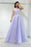 Lilac Strapless Sleeveless A-Line Tulle Prom Dress with Sequin Beads