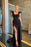 Long Black Mermaid Prom Dress with Split Ruffles