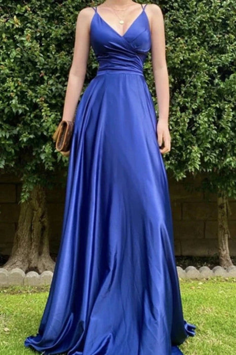 Long Prom Dress with String Back in Royal Blue