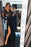 Long Sleeves Black Prom Dress with Split