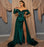 Long Sleeves Front Split Mermaid Sweetheart Prom Dress in Dark Green With Belts