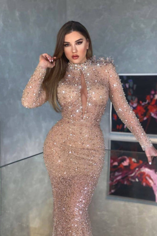 Long Sleeves Mermaid Prom Dress with Sequins