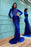 Long Sleeves Royal Blue Mermaid Prom Dress