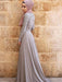 Long Sleeves Scoop Sweep/Brush Train Crystal Tulle Muslim Dresses - Prom Dresses