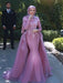 Long Sleeves Scoop Sweep/Brush Train With Applique Net Muslim Dresses - Prom Dresses