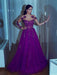Long Sleeves Scoop Sweep/Brush Train With Applique Organza Dresses - Prom Dresses