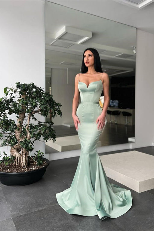 Long Spaghetti-Straps Mermaid Prom Dress